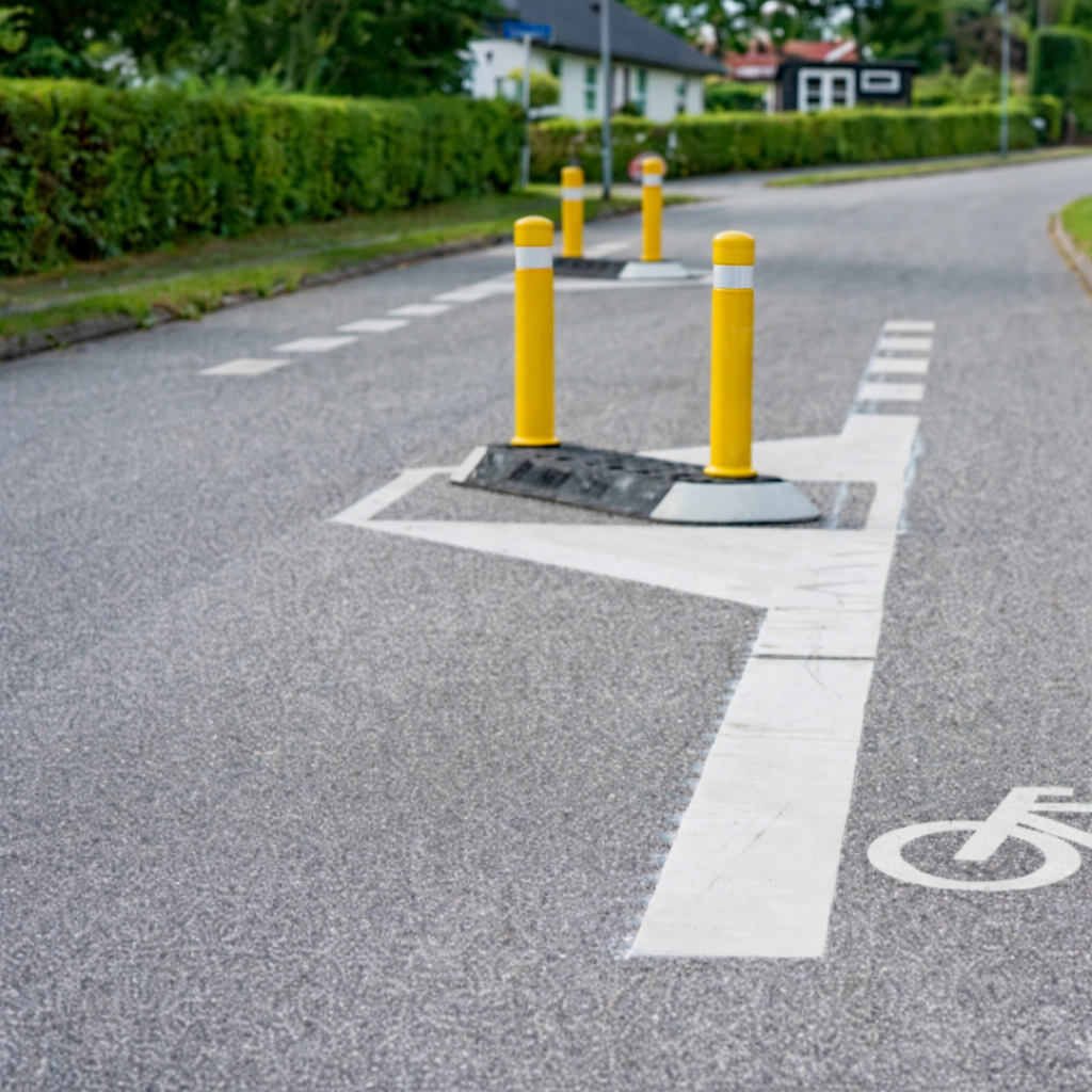 Chicane Avec Bollards Sur Rue Belge
